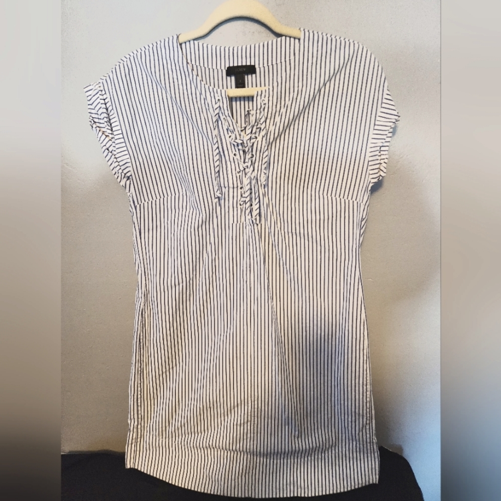 J CREW navy blue and white striped dress